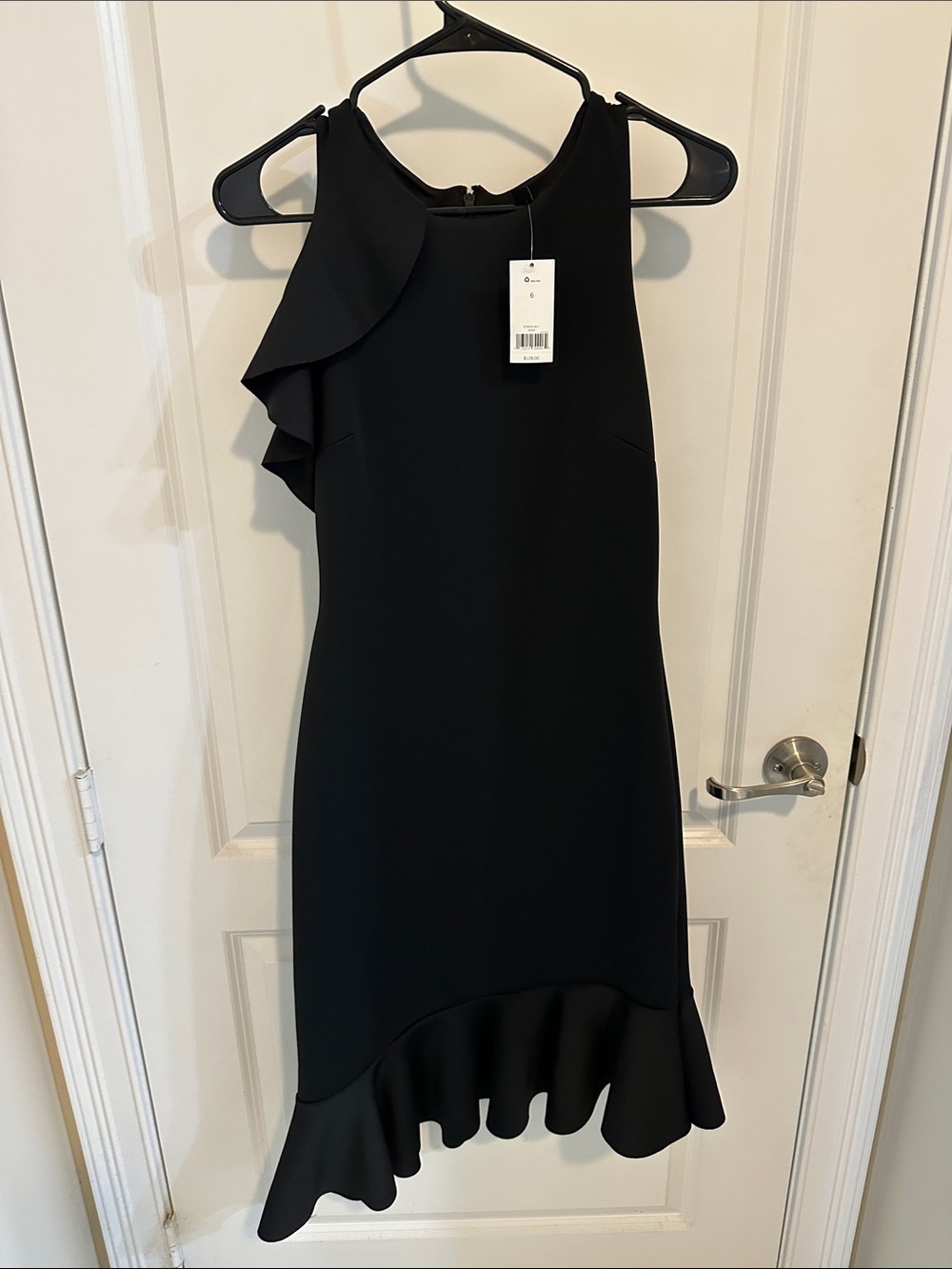 Elegant Black Ruffle-Hem Dress